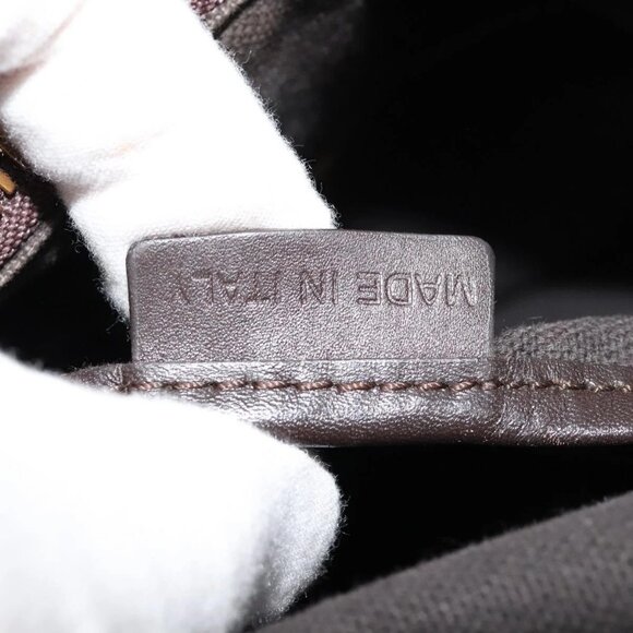 BURBERRY Hand Bag Leather 2way Dark Brown Gold Auth 114741 - Picture 14 of 16